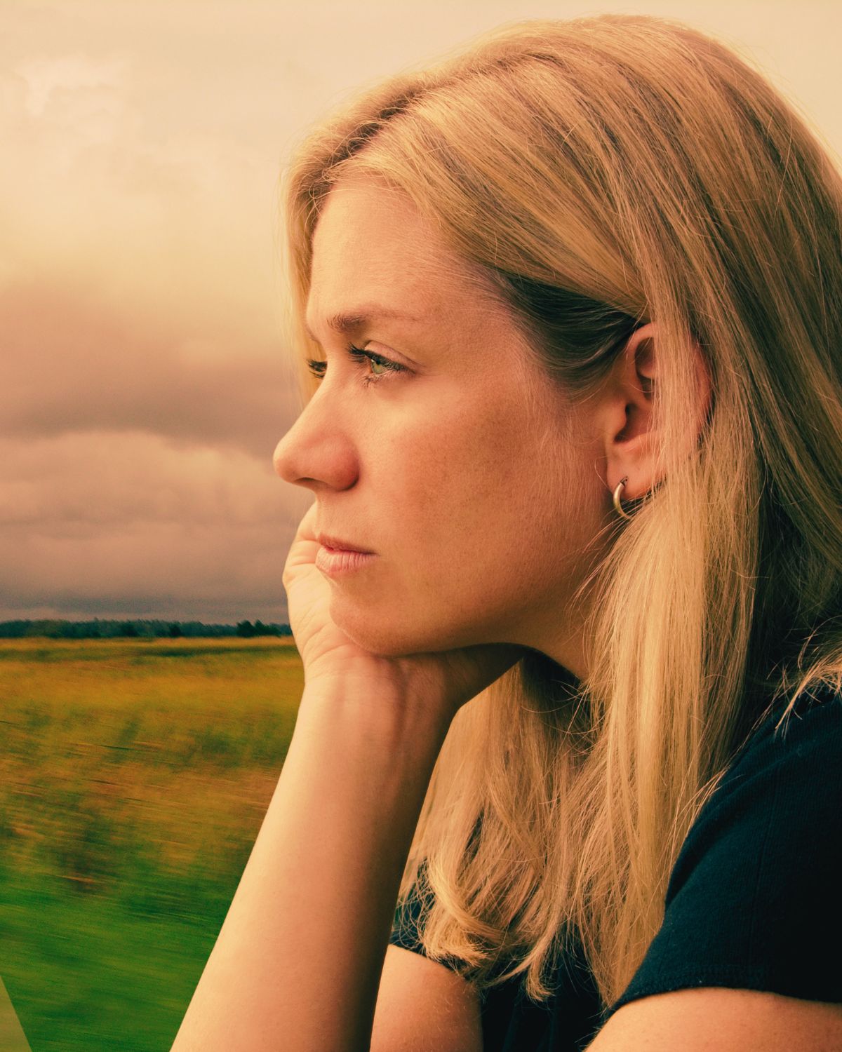 calm woman drinking tea